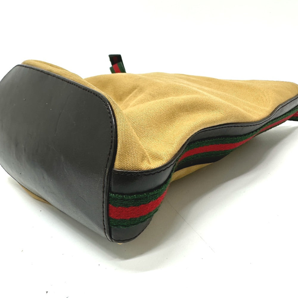 GUCCI Shoulder Bag 001ã»4286 Leather / canvas beige vintage Sherry line