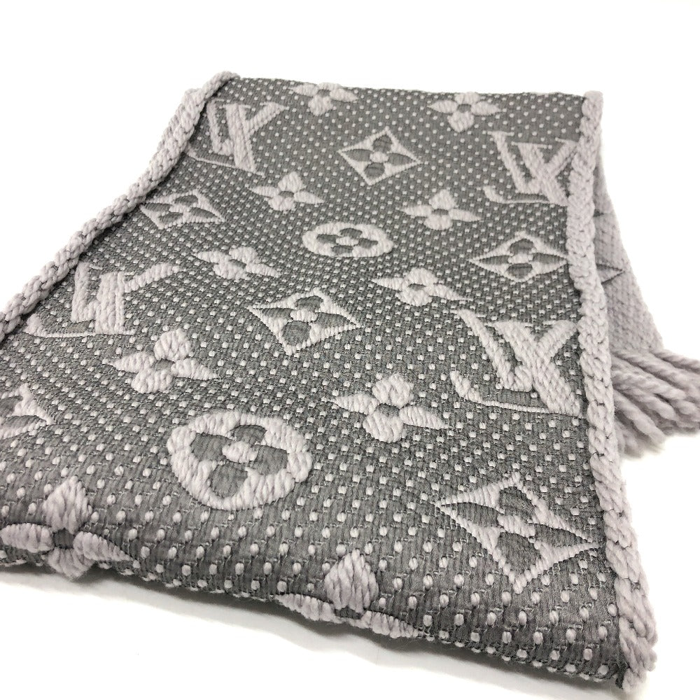 LOUIS VUITTON Scarf M74742 Wool, Silk gray fringe Echal Progomania Women