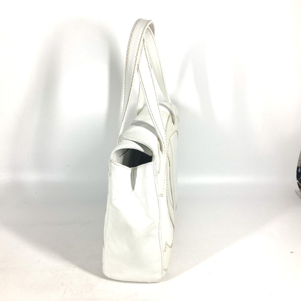 CHANEL Shoulder Bag Caviar skin white shoulder bag Deca COCO Mark CC Women