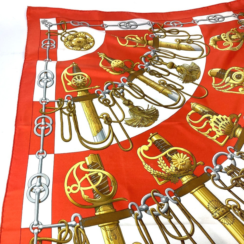 HERMES scarf silk Orange Carre90 Cliquetis tick sword pattern Women
