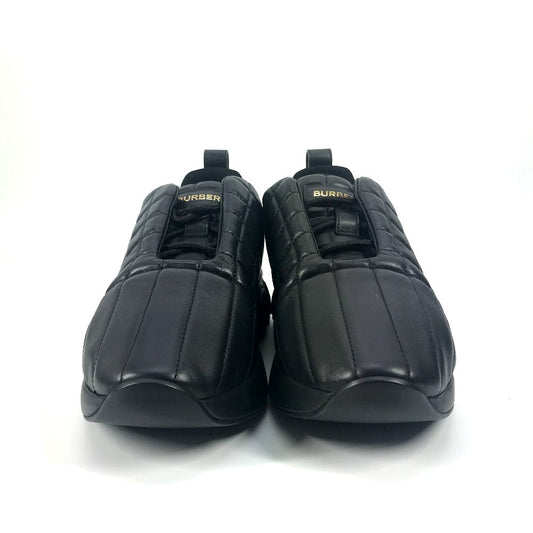 BURBERRY sneakers leather black logo quilted shoes mens 39