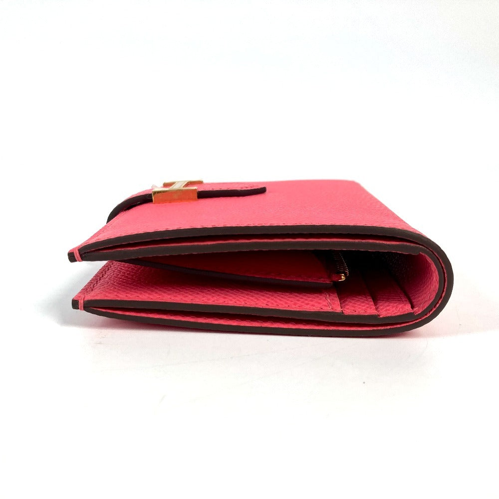 HERMES Folded wallet Epsom pink BEAN Compact Women