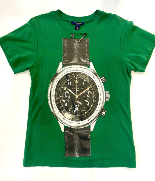LOUIS VUITTON PRINTED WATCH JERSEY CHAIN T-SHIRT