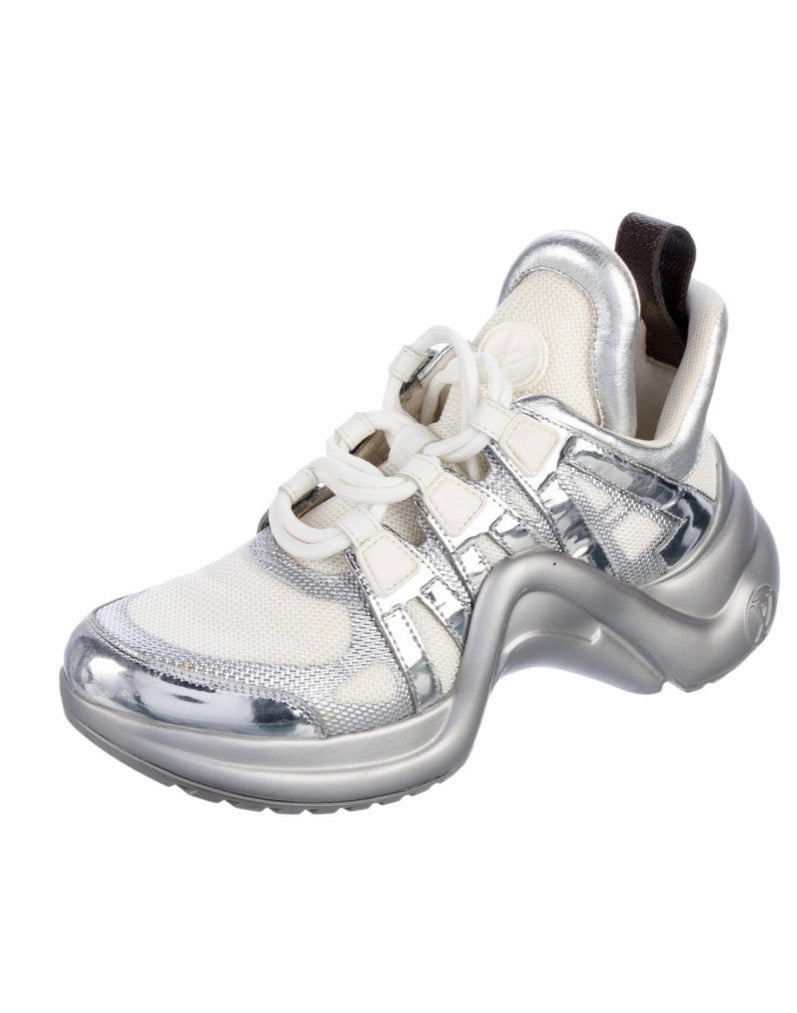 LOUIS VUITTON METALLIC CALFSKIN TECHNICAL NYLON ARCHLIGHT SNEAKERS