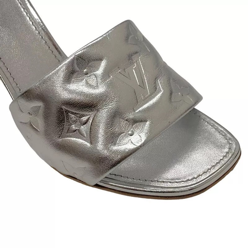 LOUIS VUITTON METALLIC LAMBSKIN EMBOSSED MONOGRAM REVIVAL MULES