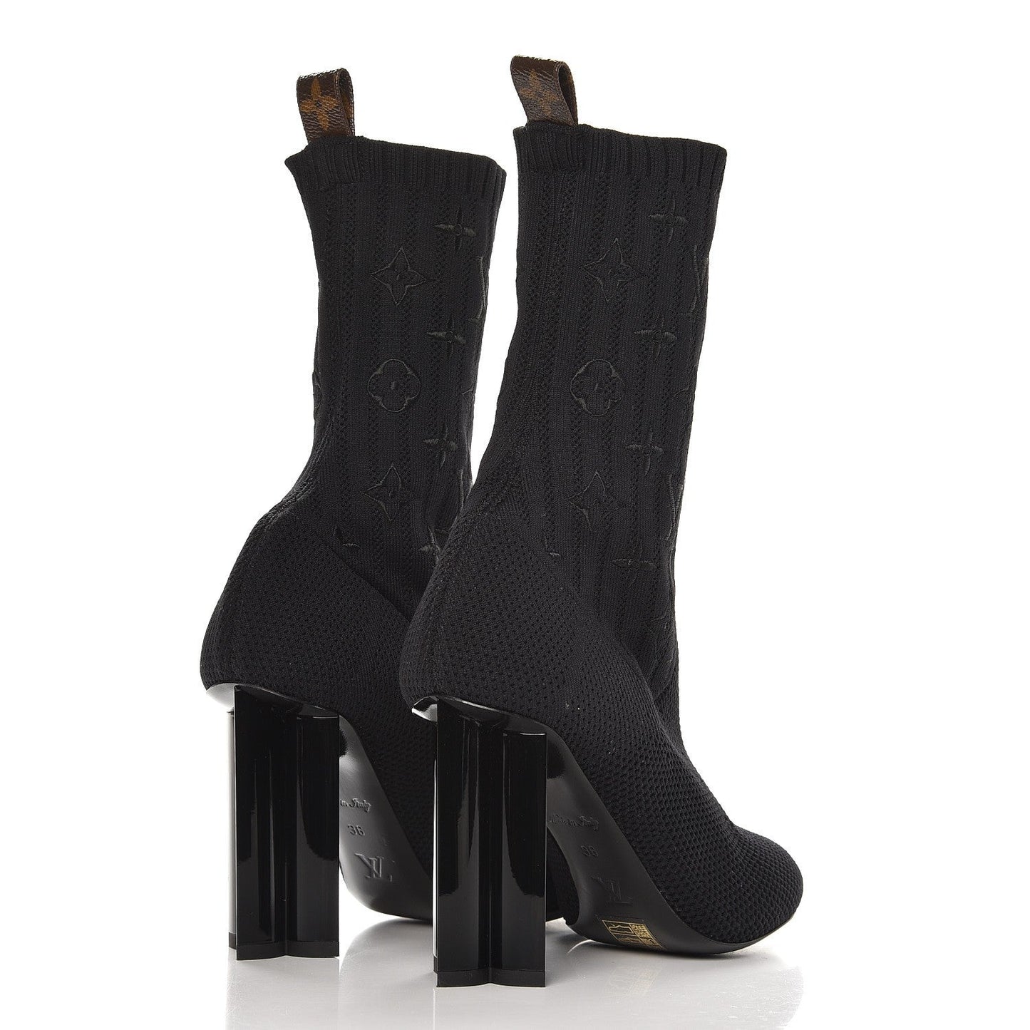 LOUIS VUITTON MONOGRAM STRETCH FABRIC SILHOUETTE ANKLE BOOTS
