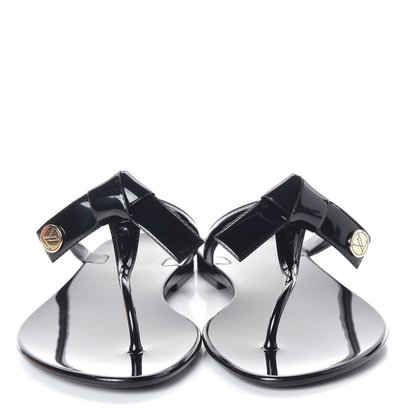 LOUIS VUITTON SHINY PATENT SEA STAR THONG SLIDE SANDALS