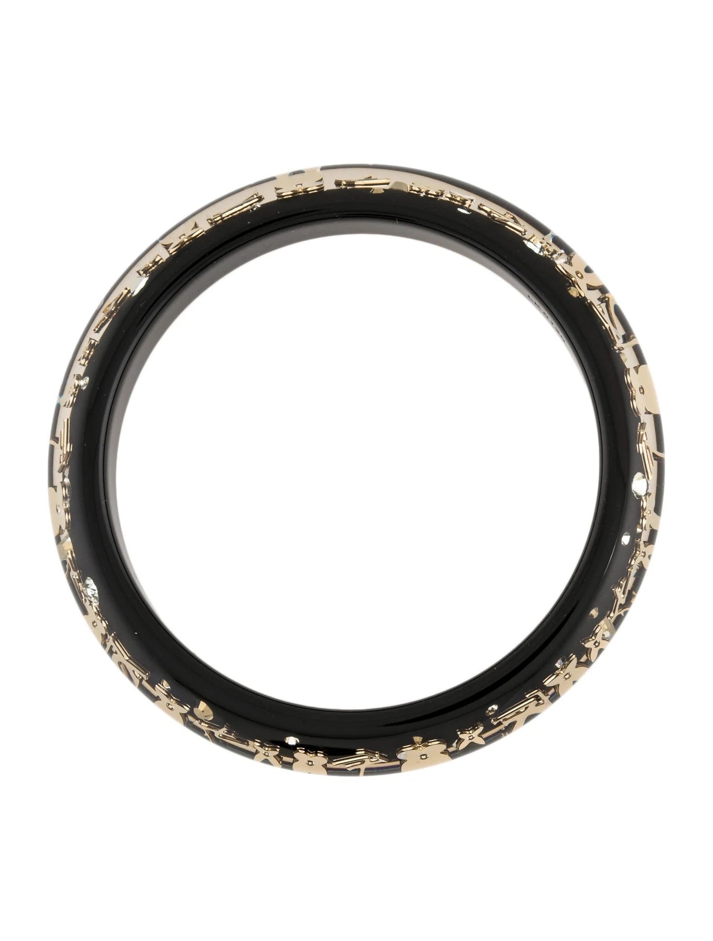 LOUIS VUITTON NARROW INCLUSION RESIN BANGLE BRACELET- BLACK