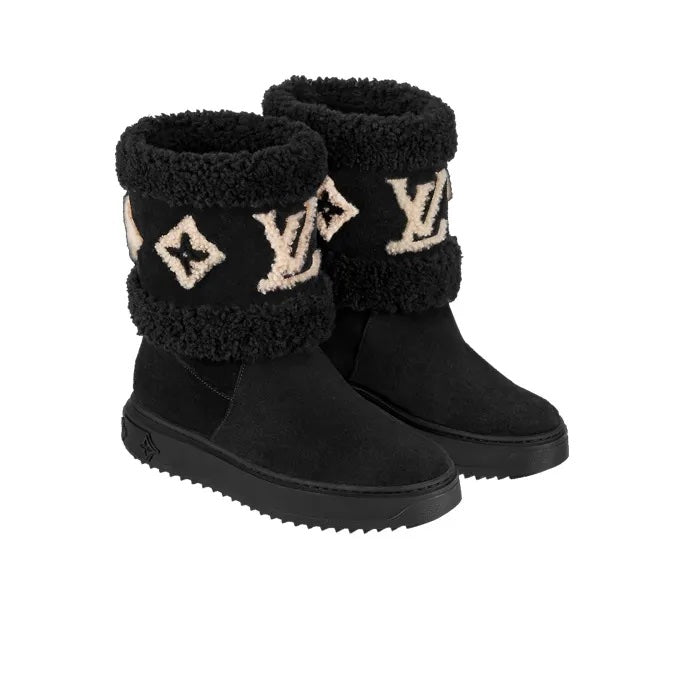 LOUIS VUITTON SUEDE CALFSKIN SHEARLING SNOWDROP ANKLE BOOTS