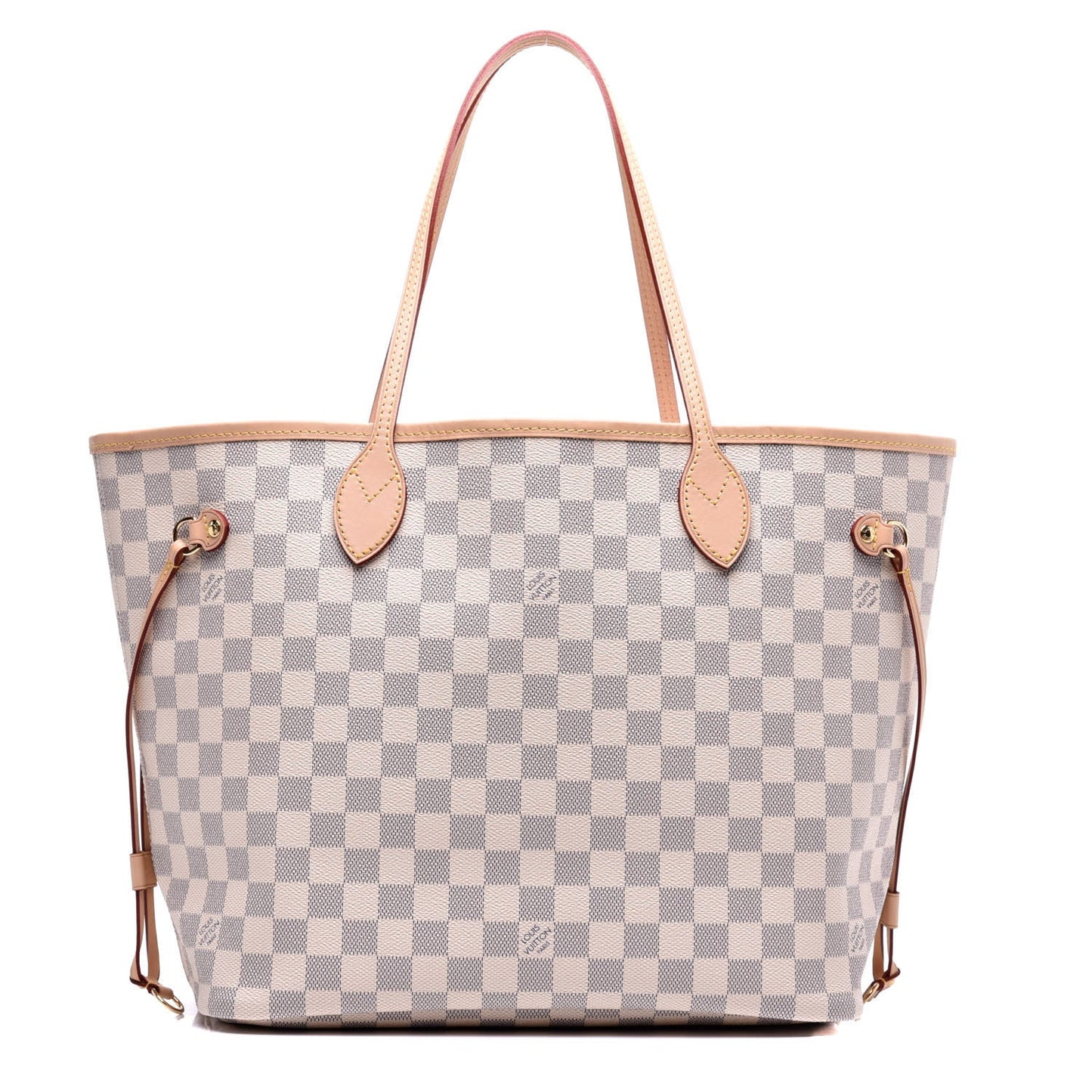 LOUIS VUITTON DAMIER AZUR NEVERFULL MM ROSE BALLERINE WITH POCHETTE