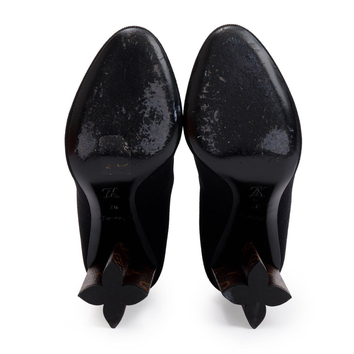 Louis Vuitton 2020 Black Stretch Textile and Monogram Silhouette Ankle Boots, Size 37