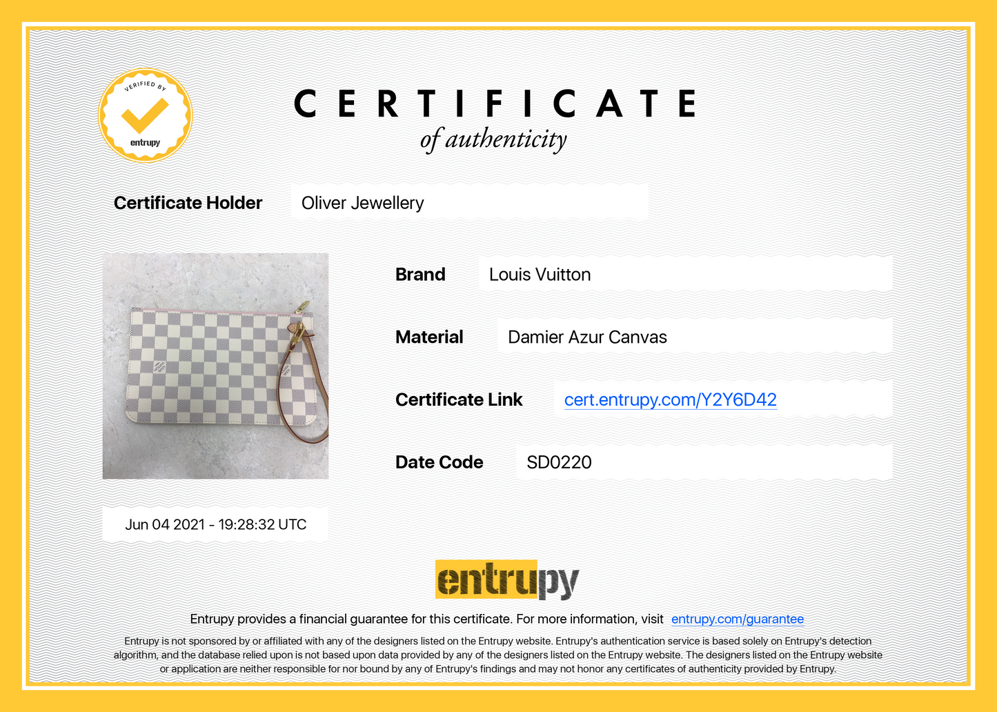 Louis Vuitton 2020 Damier Azur Neverfull Pochette