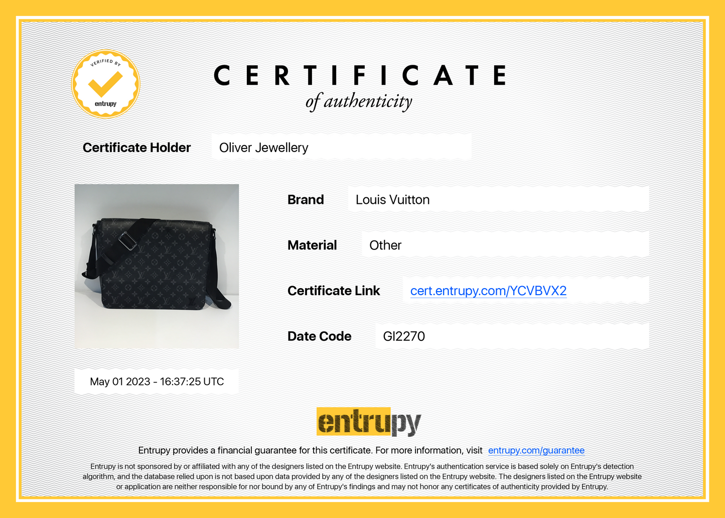 Louis Vuitton 2020 Monogram Eclipse District MM