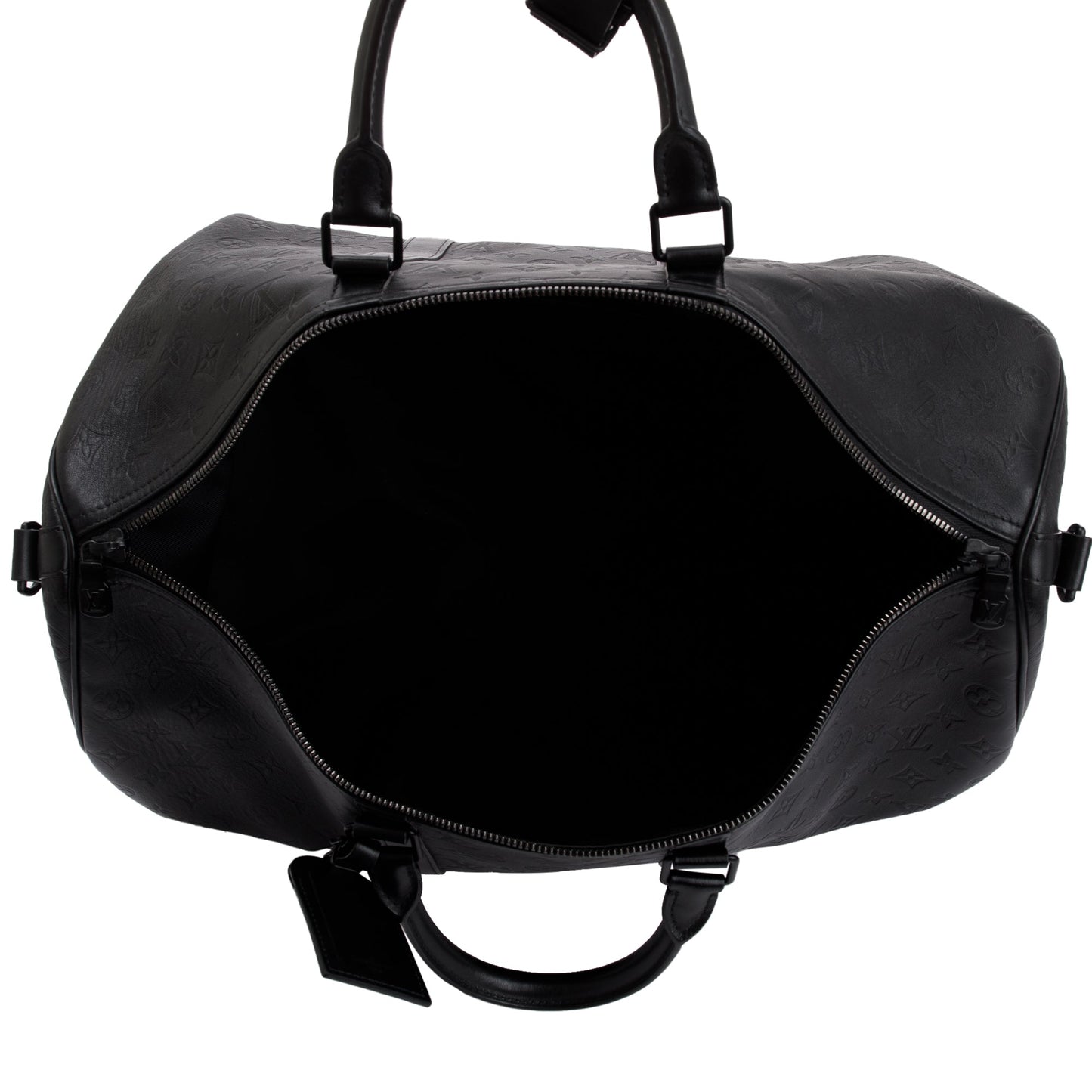 Louis Vuitton 2021 Black Monogram Shadow Embossed Keepall Bandouliere 50