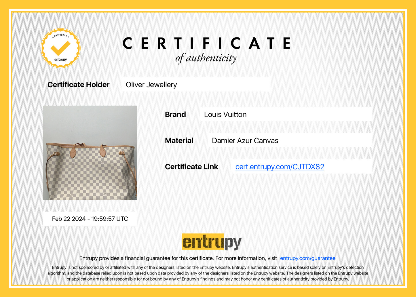 Louis Vuitton 2021 Damier Azur Neverfull GM