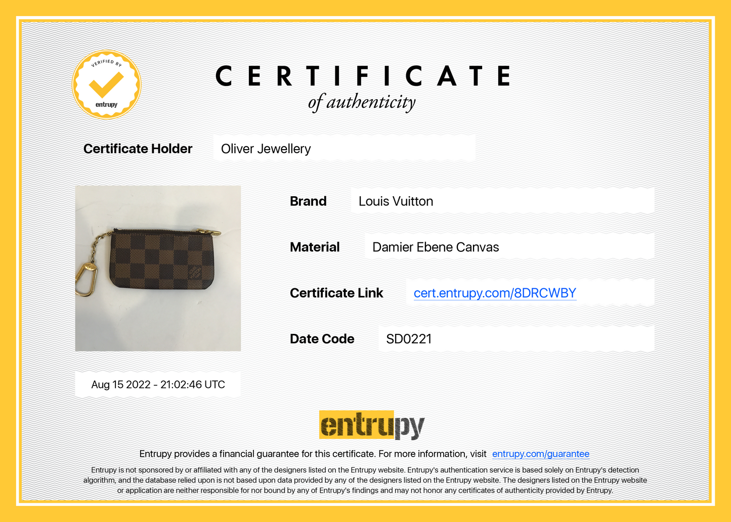 Louis Vuitton 2021 Damier Ebene Key Pouch