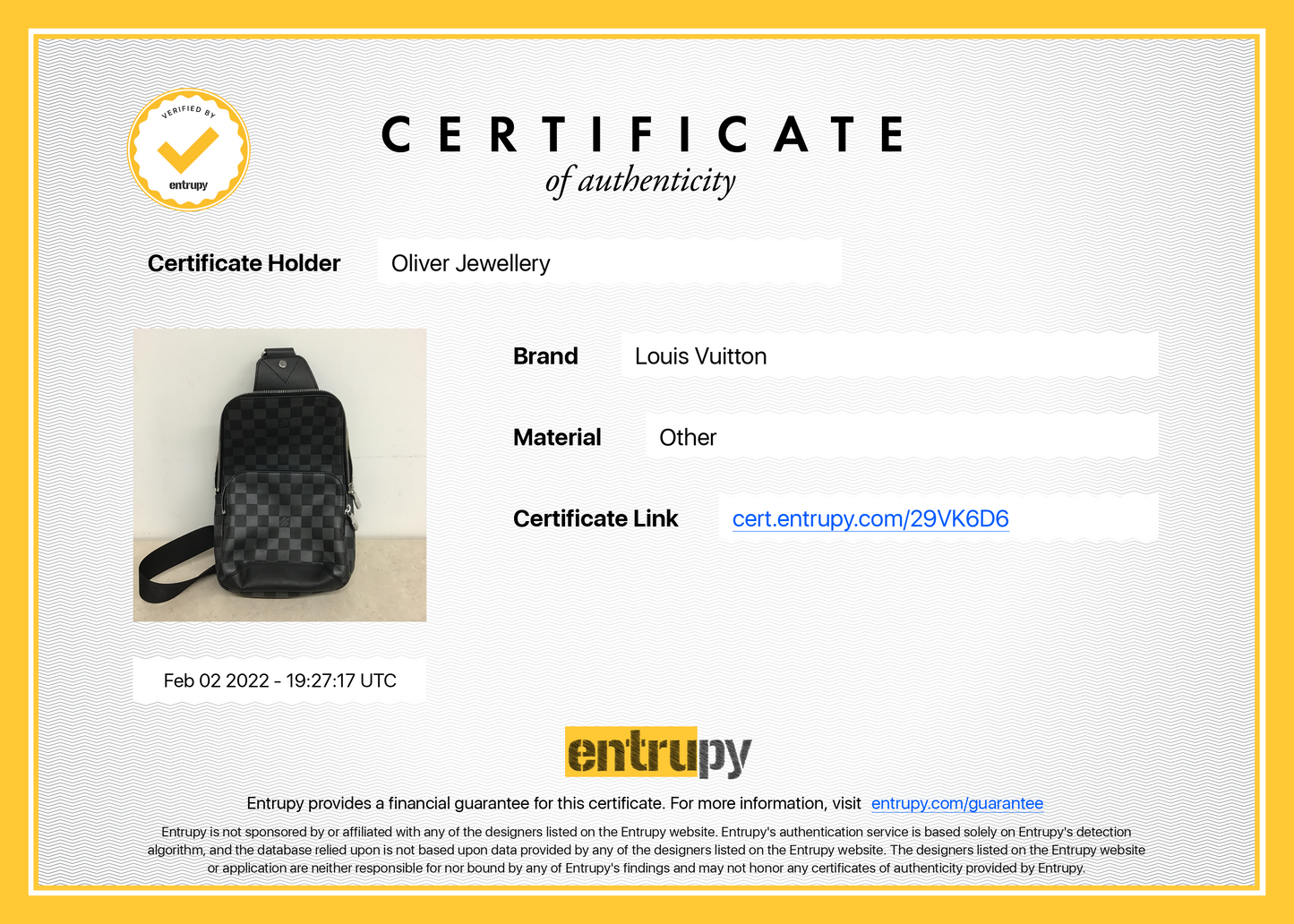 Louis Vuitton 2021 Damier Infini Leather Avenue Sling Bag