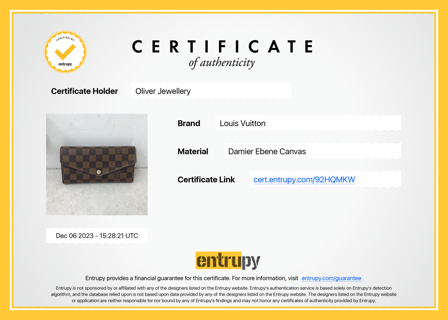 Louis Vuitton 2022 Damier Ebene Sarah Wallet