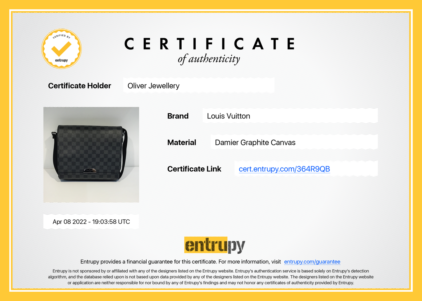 Louis Vuitton 2022 Damier Graphite District PM