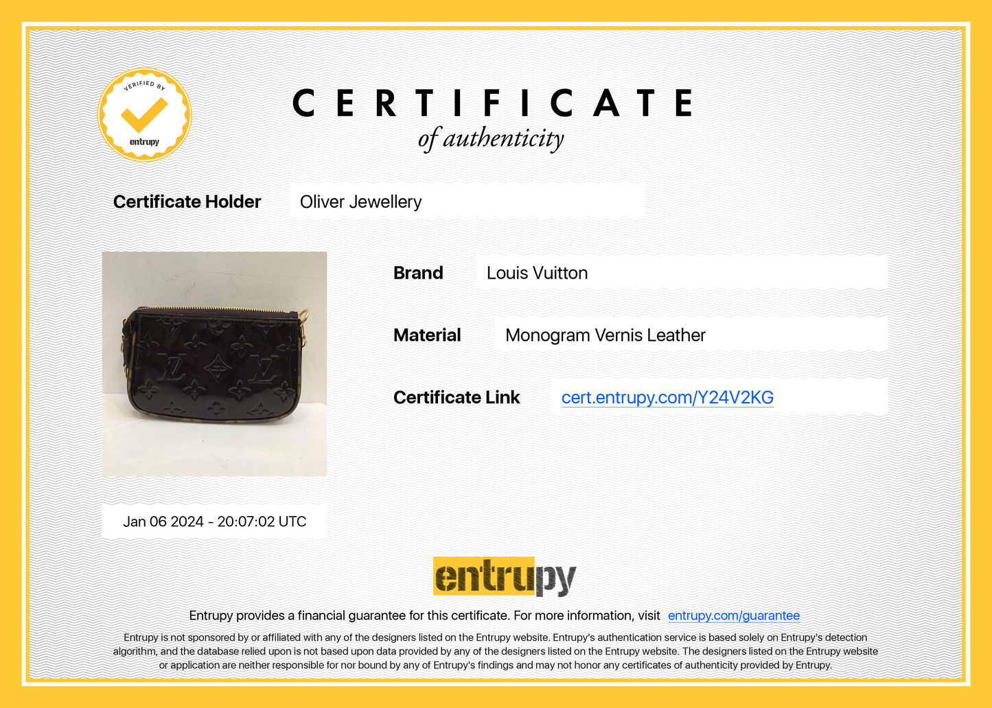 Louis Vuitton 2022 Monogram Vernis Mini Pochette Accessoires