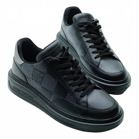 LOUIS VUITTON BEVERLY HILLS DAMIER GRAPHITE LEATHER SNEAKERS