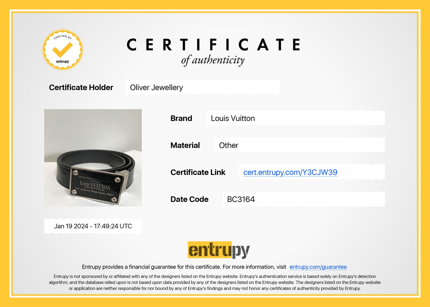 Louis Vuitton Black Calfskin Leather Reversible Inventeur Belt 90 36