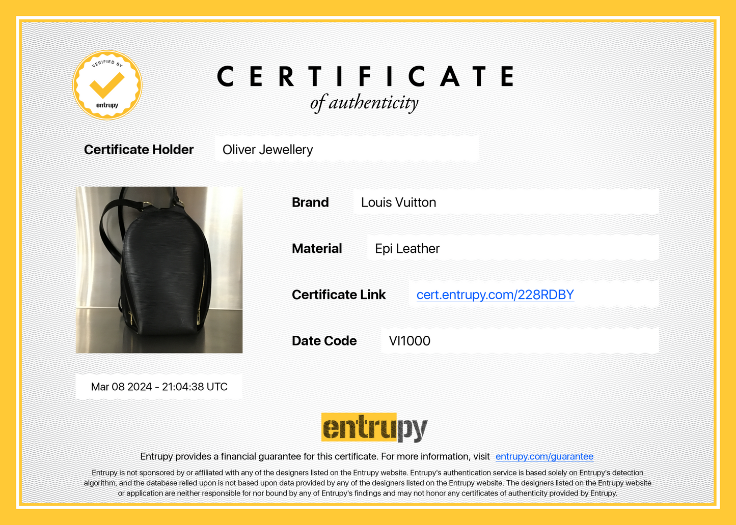 Louis Vuitton Black Epi Leather Mabillon Backpack