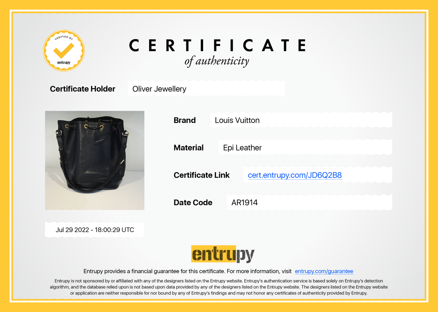 Louis Vuitton Black Epi Noe Bag