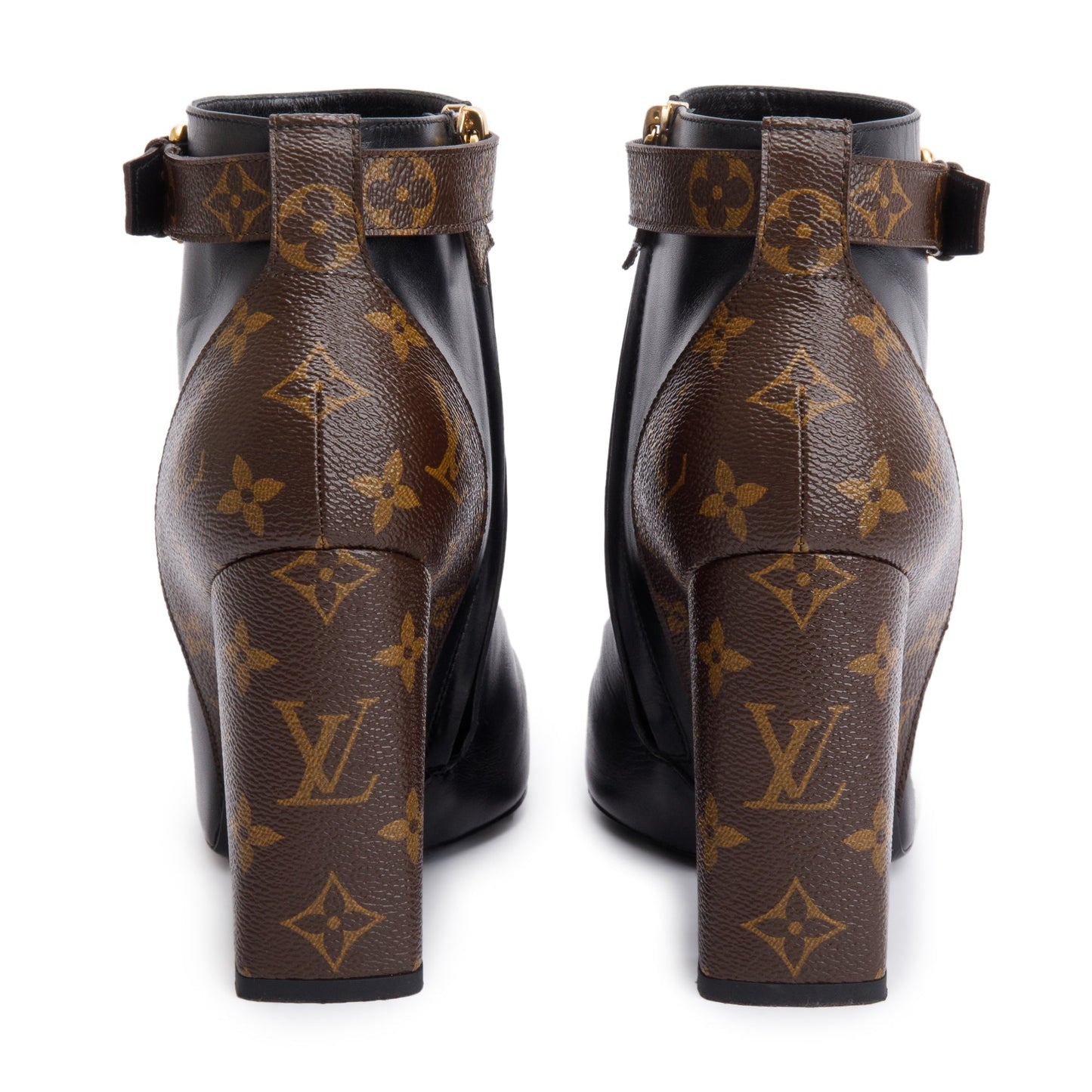 Louis Vuitton Black Leather Monogram Matchmake Boots, Size 40
