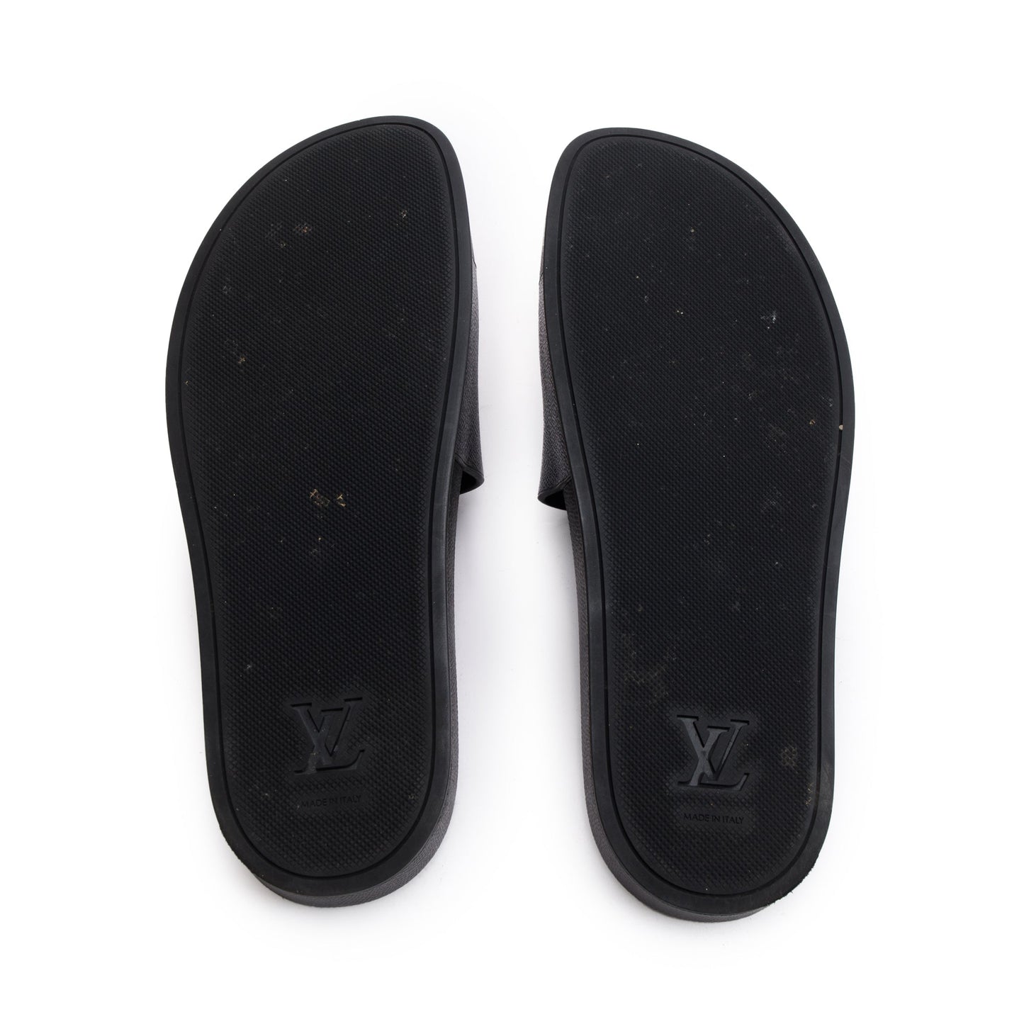 Louis Vuitton Black Monogram Eclipse Rubber Waterfront Mule, Size 11