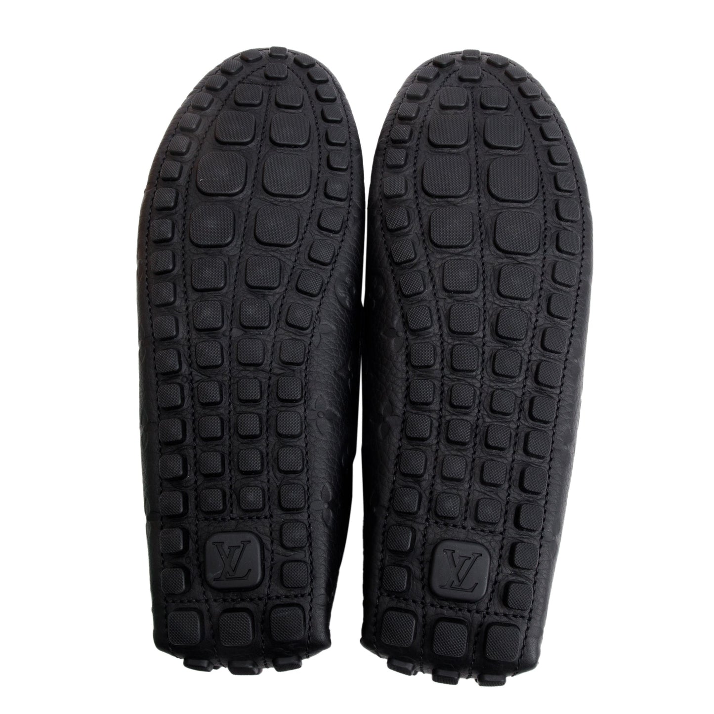 Louis Vuitton Black Monogram Empreinte Leather Hockenheim Moccasin, Size 13