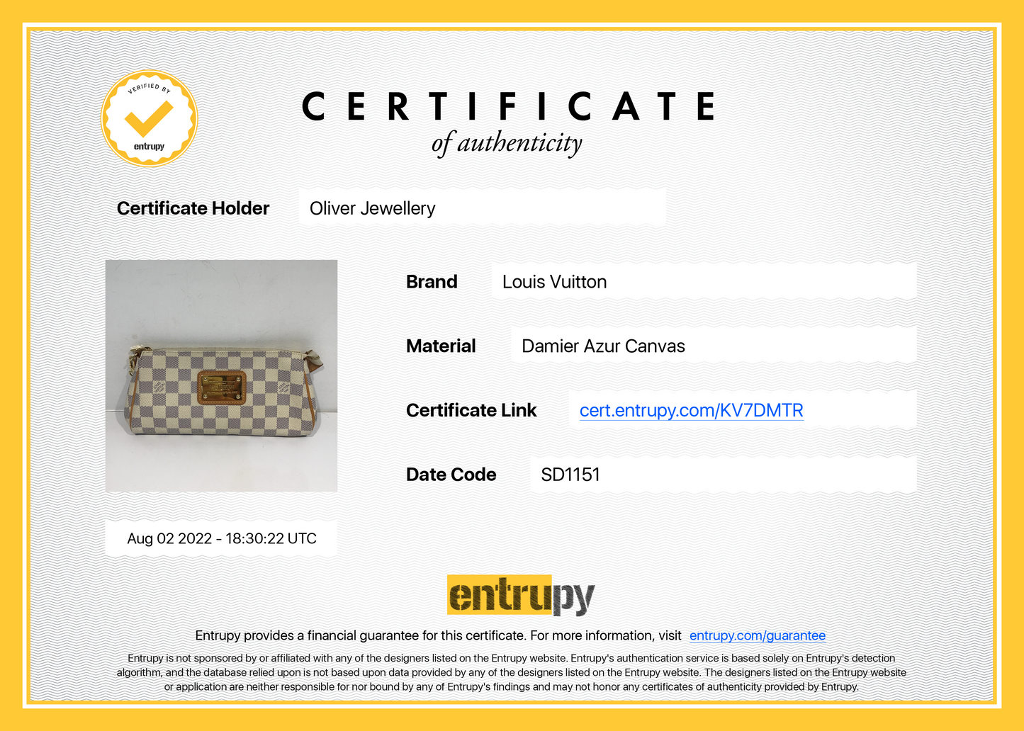 Louis Vuitton Damier Azur Eva Clutch with Strap