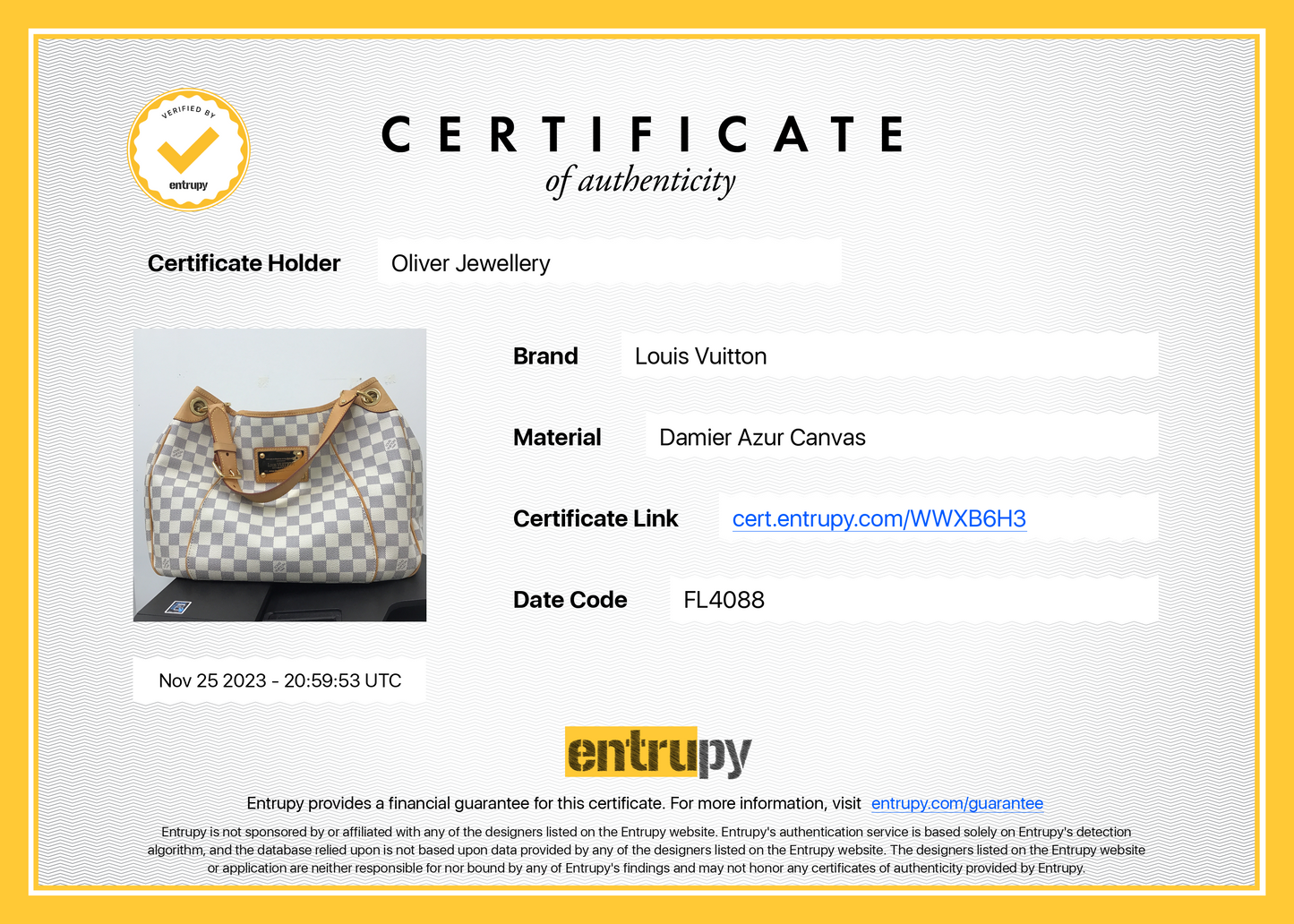 Louis Vuitton Damier Azur Galliera PM