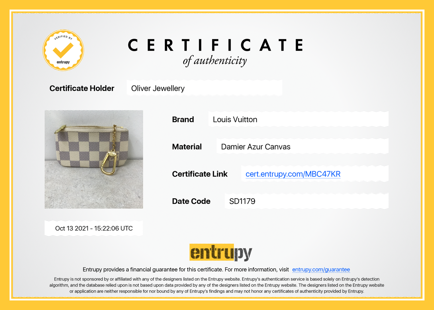 Louis Vuitton Damier Azur Key Pouch
