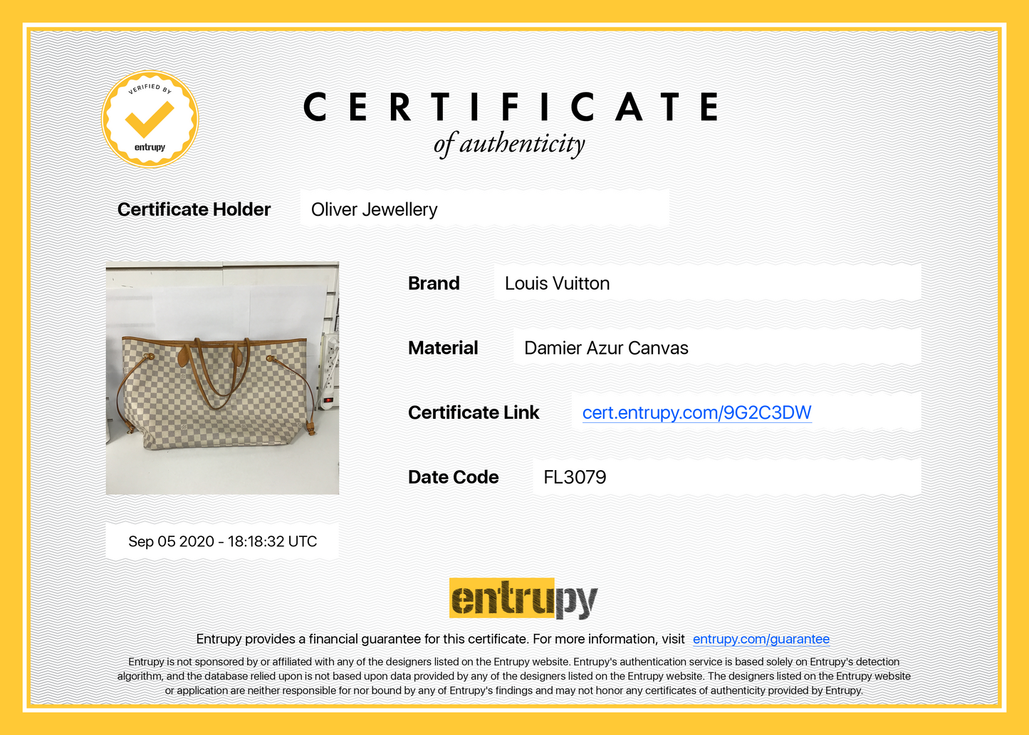 Louis Vuitton Damier Azur Neverfull GM