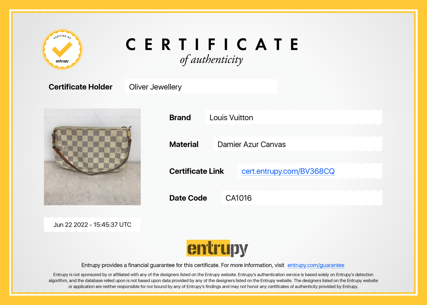 Louis Vuitton Damier Azur Pochette Accessories
