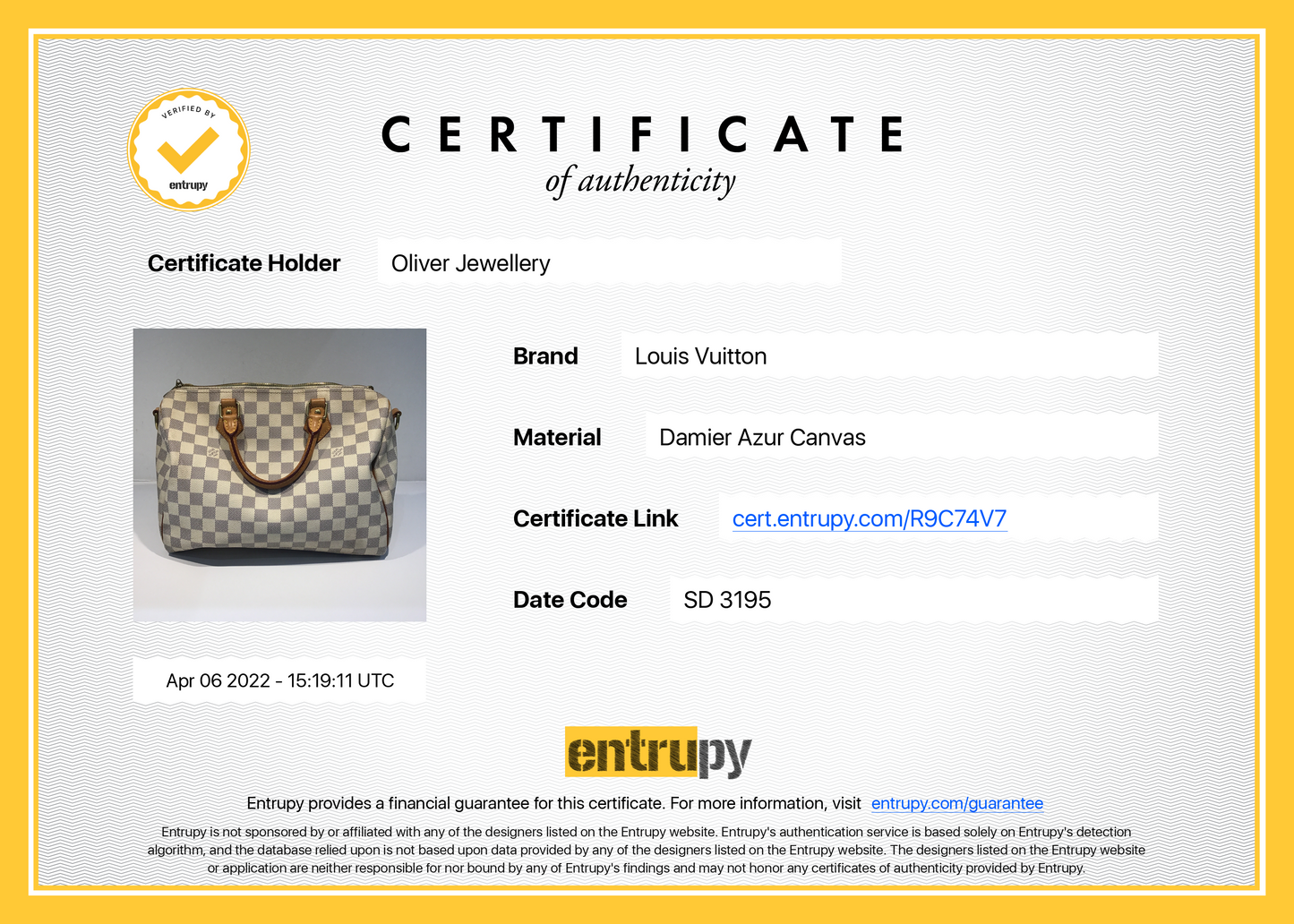 Louis Vuitton Damier Azur Speedy Bandouliere 30