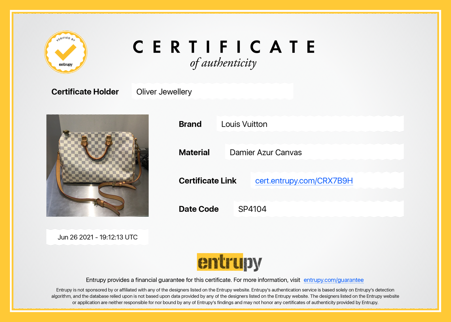 Louis Vuitton Damier Azur Speedy Bandouliere 35