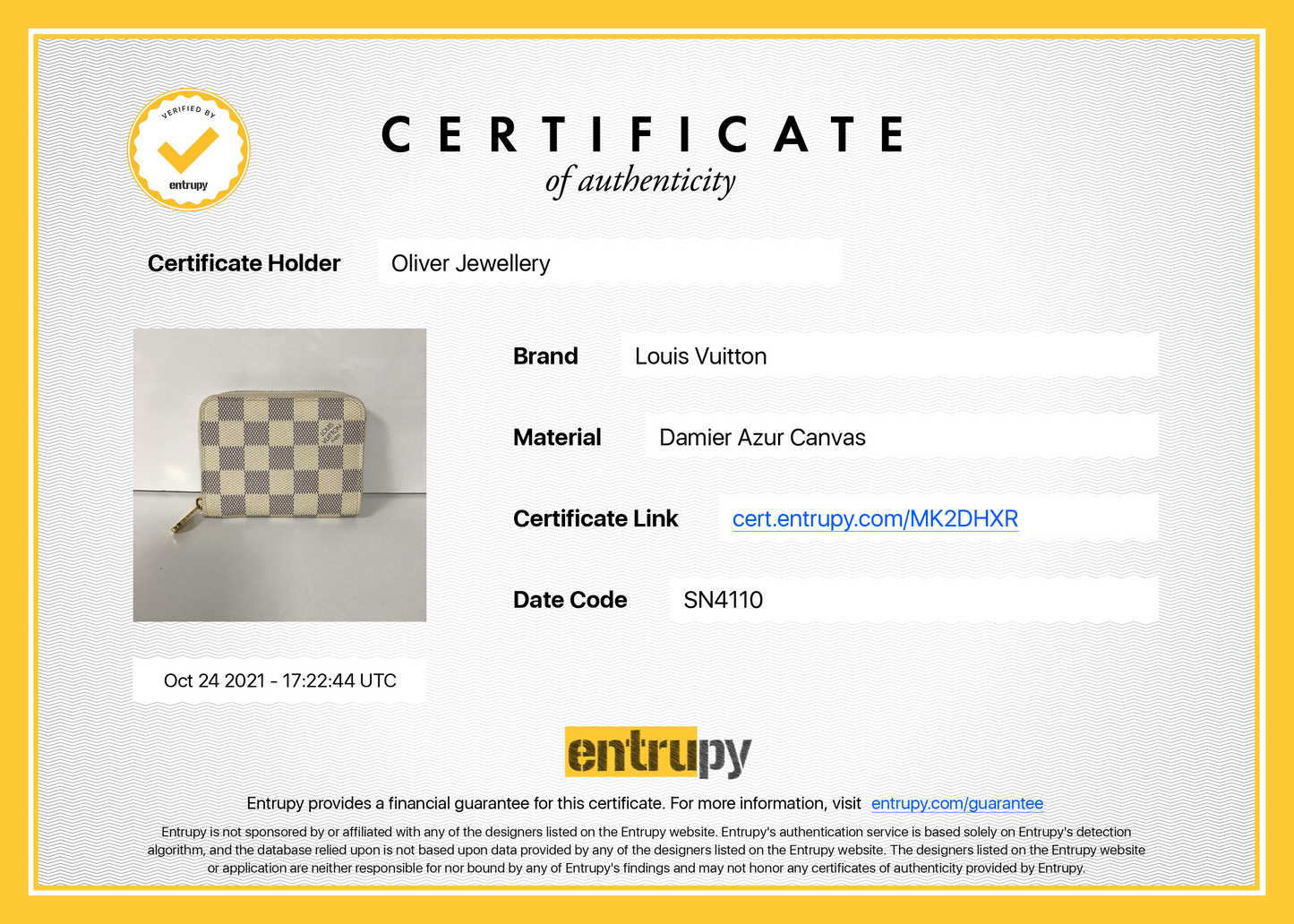 Louis Vuitton Damier Azur Zippy Coin Purse