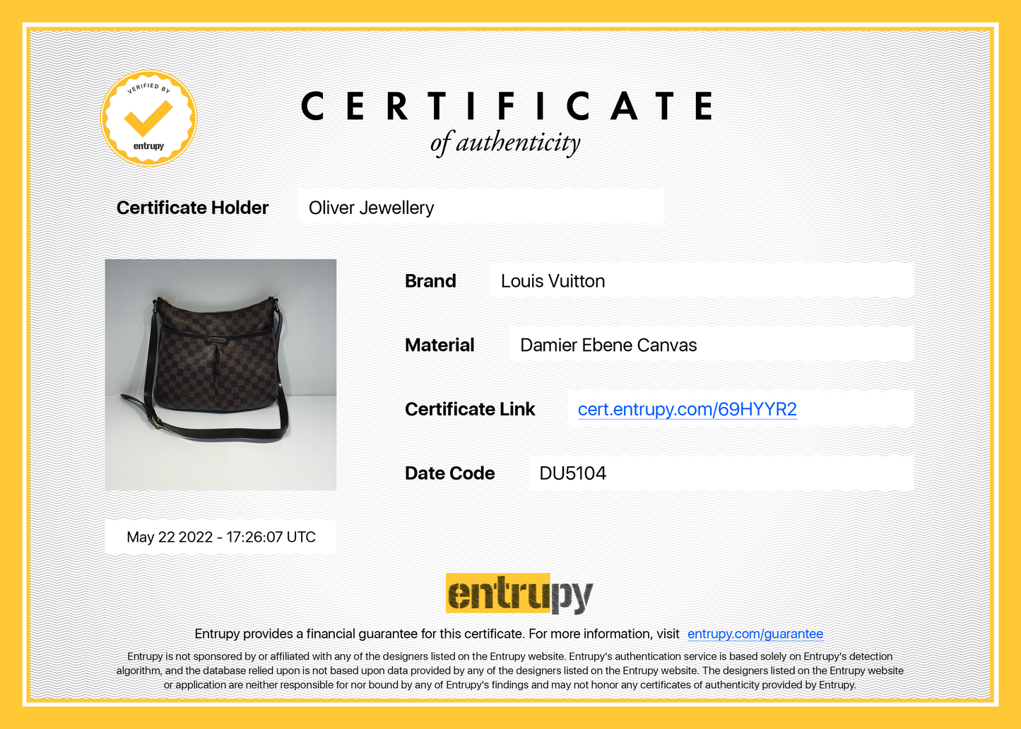 Louis Vuitton Damier Ebene Bloomsbury PM