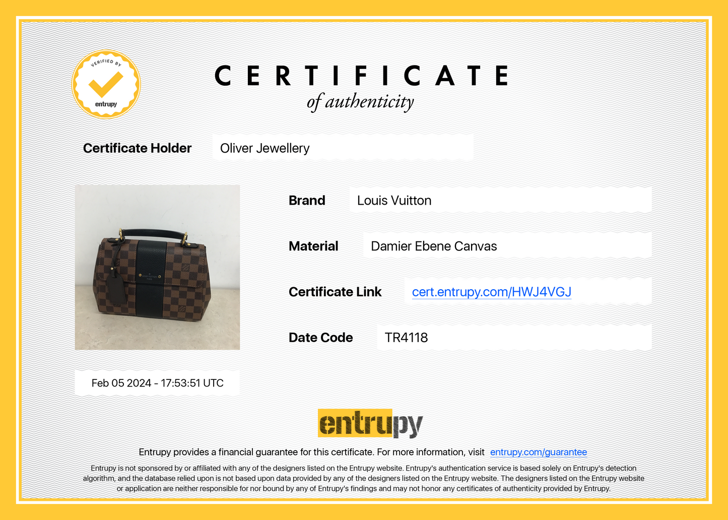 Louis Vuitton Damier Ebene Bond Street BB