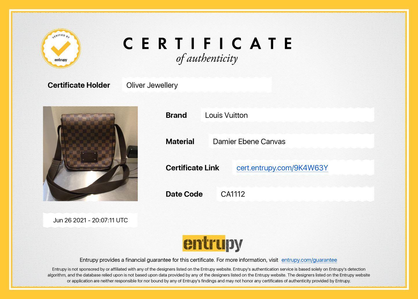 Louis Vuitton Damier Ebene Brooklyn PM
