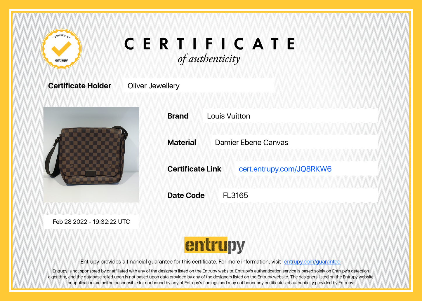 Louis Vuitton Damier Ebene District PM