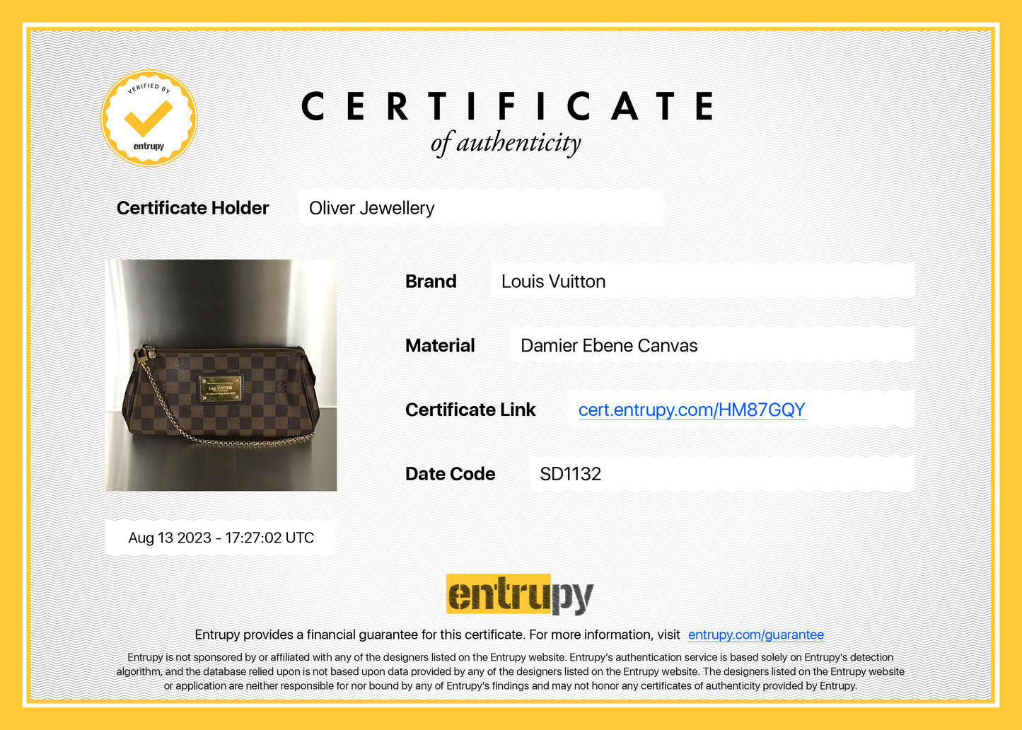 Louis Vuitton Damier Ebene Eva Clutch