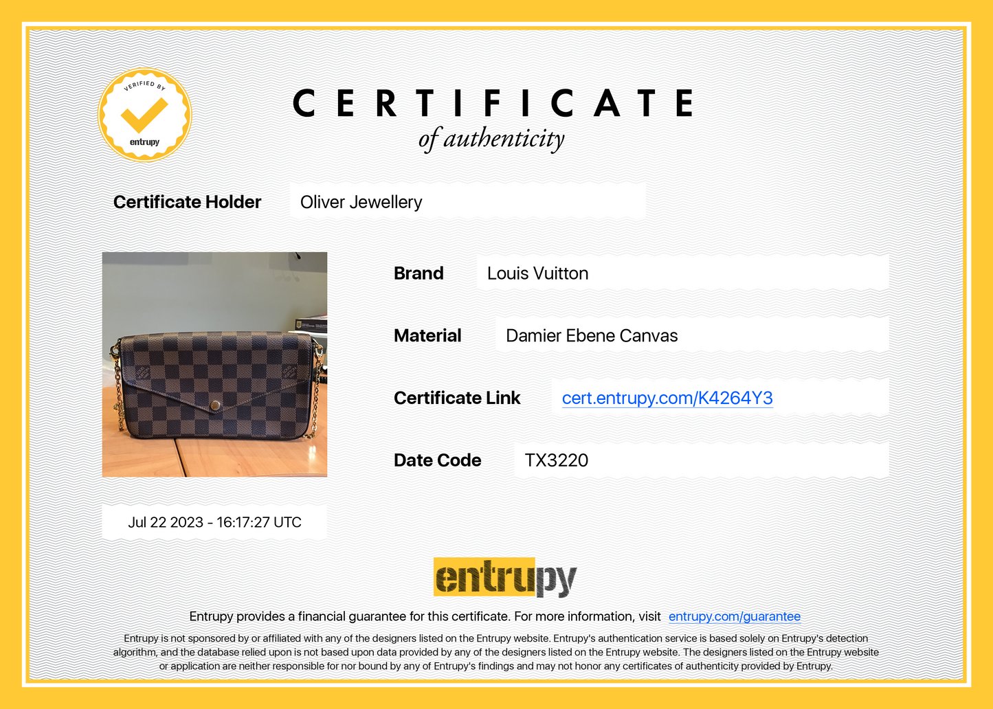 Louis Vuitton Damier Ebene Felicie Pochette Bag