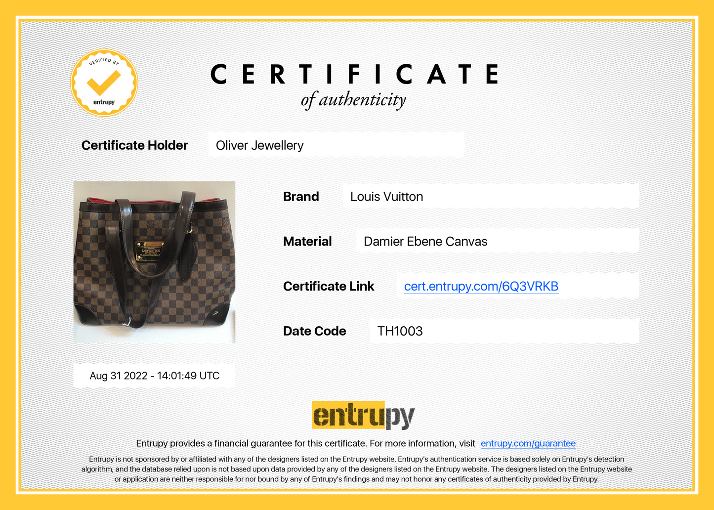Louis Vuitton Damier Ebene Hampstead MM