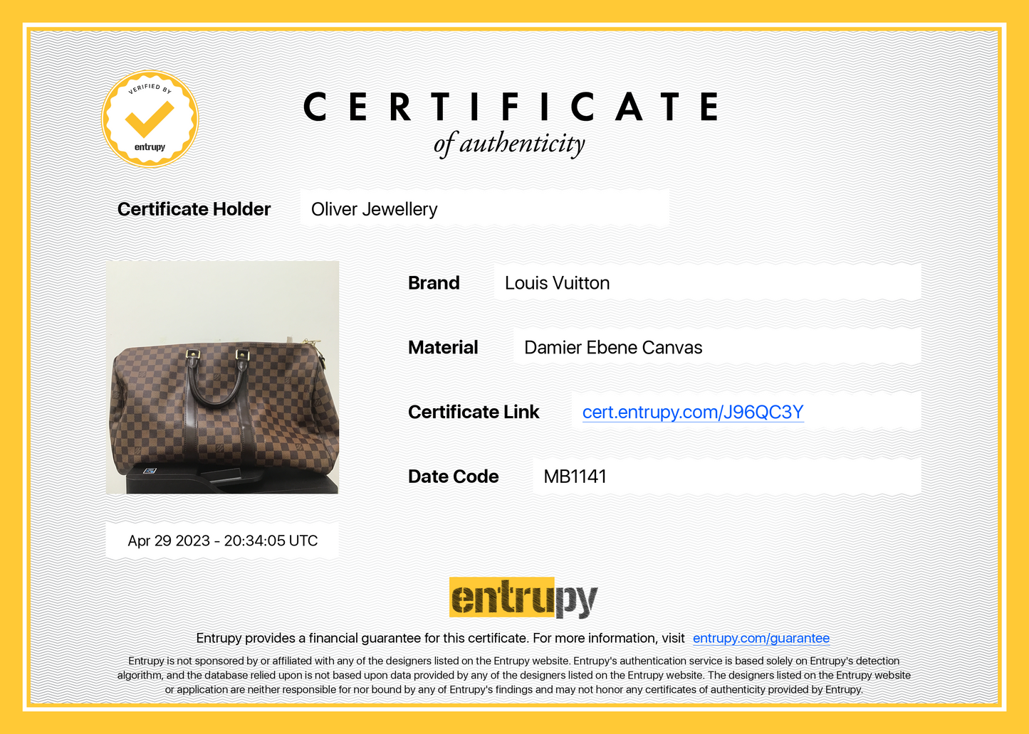 Louis Vuitton Damier Ebene Keepall Bandouliere 45