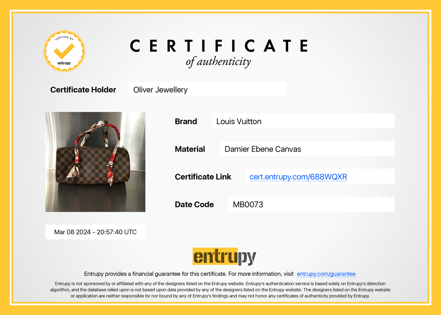 Louis Vuitton Damier Ebene Papillon 30