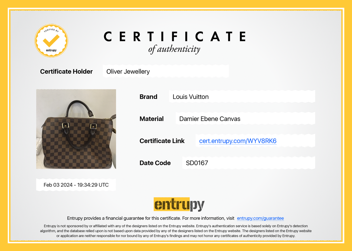 Louis Vuitton Damier Ebene Speedy 30