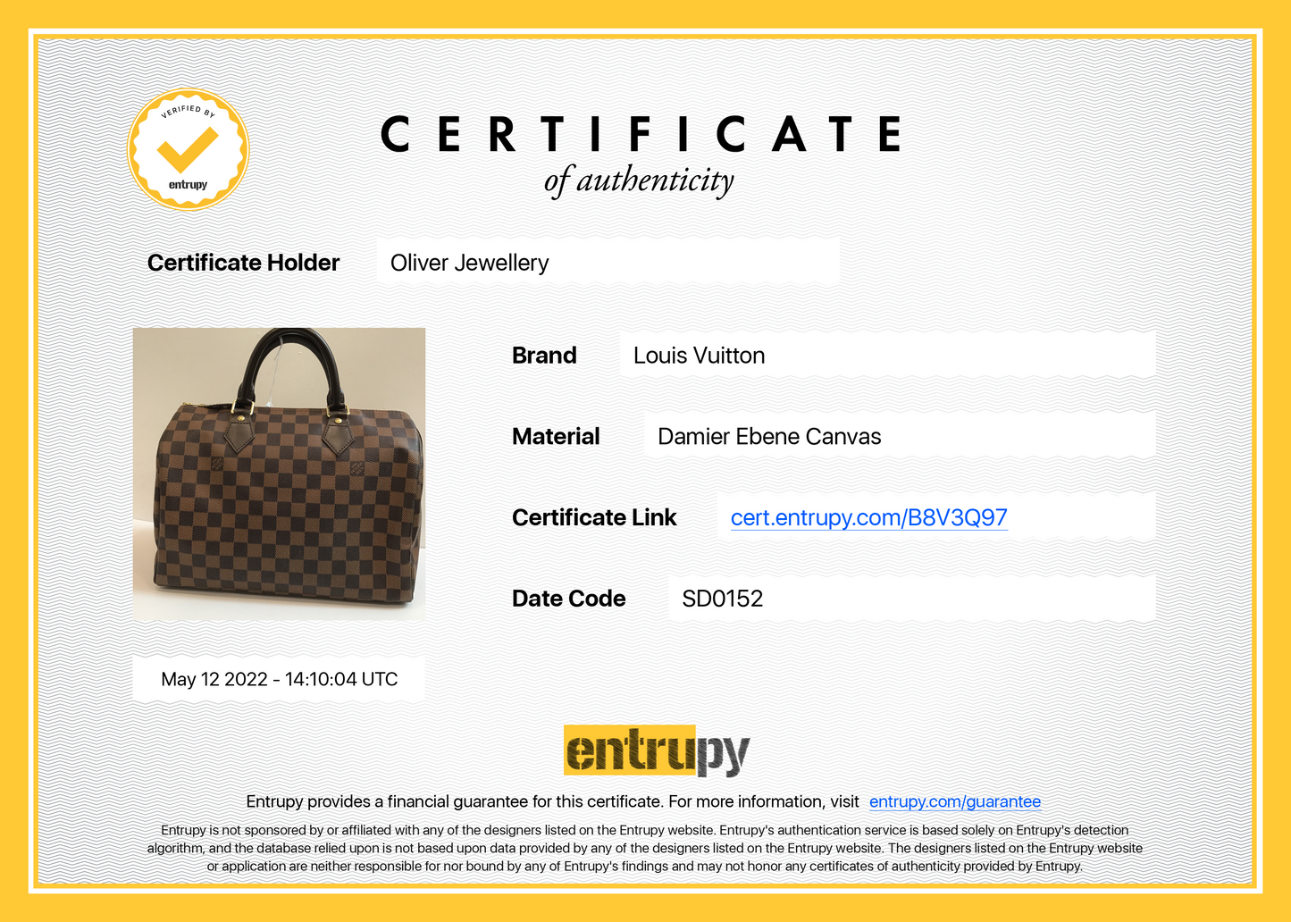 Louis Vuitton Damier Ebene Speedy 30